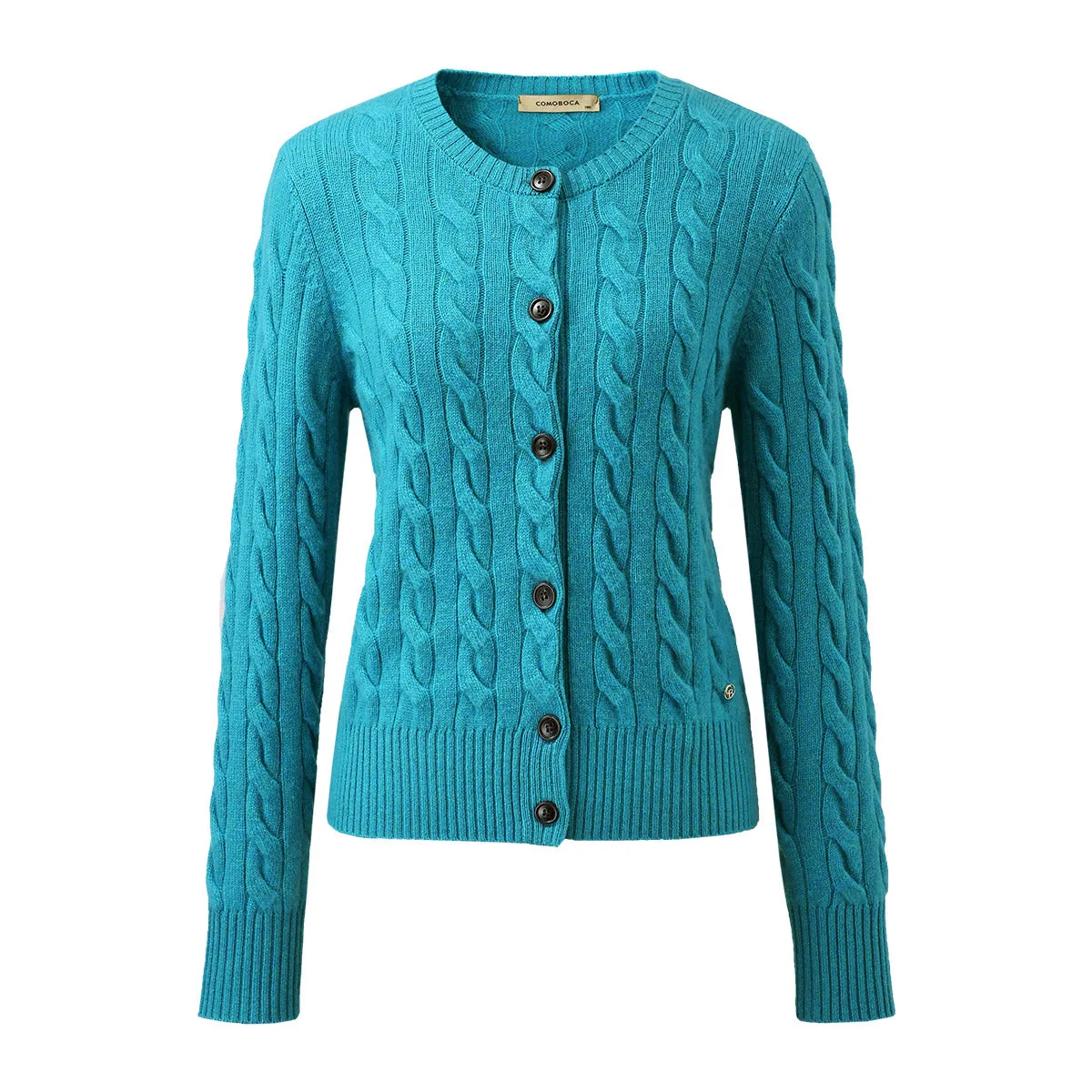 100% Cashmere Cable Knit Button-Up Cardigan