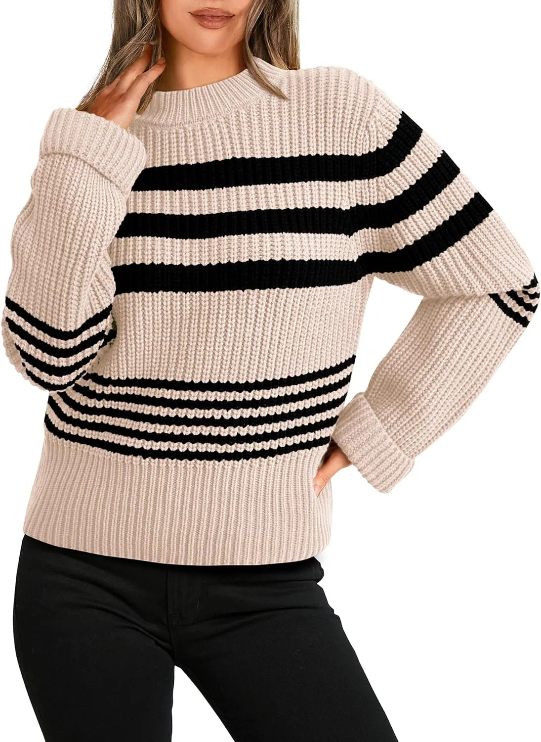 2023 Women's Striped Color Block Sweater