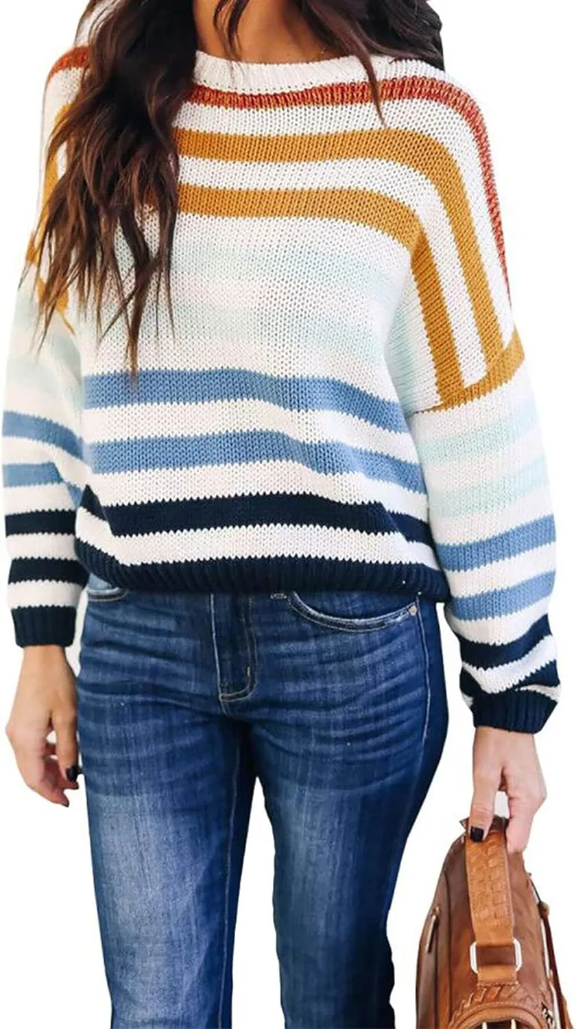 2023 Women's Striped Color Block Sweater