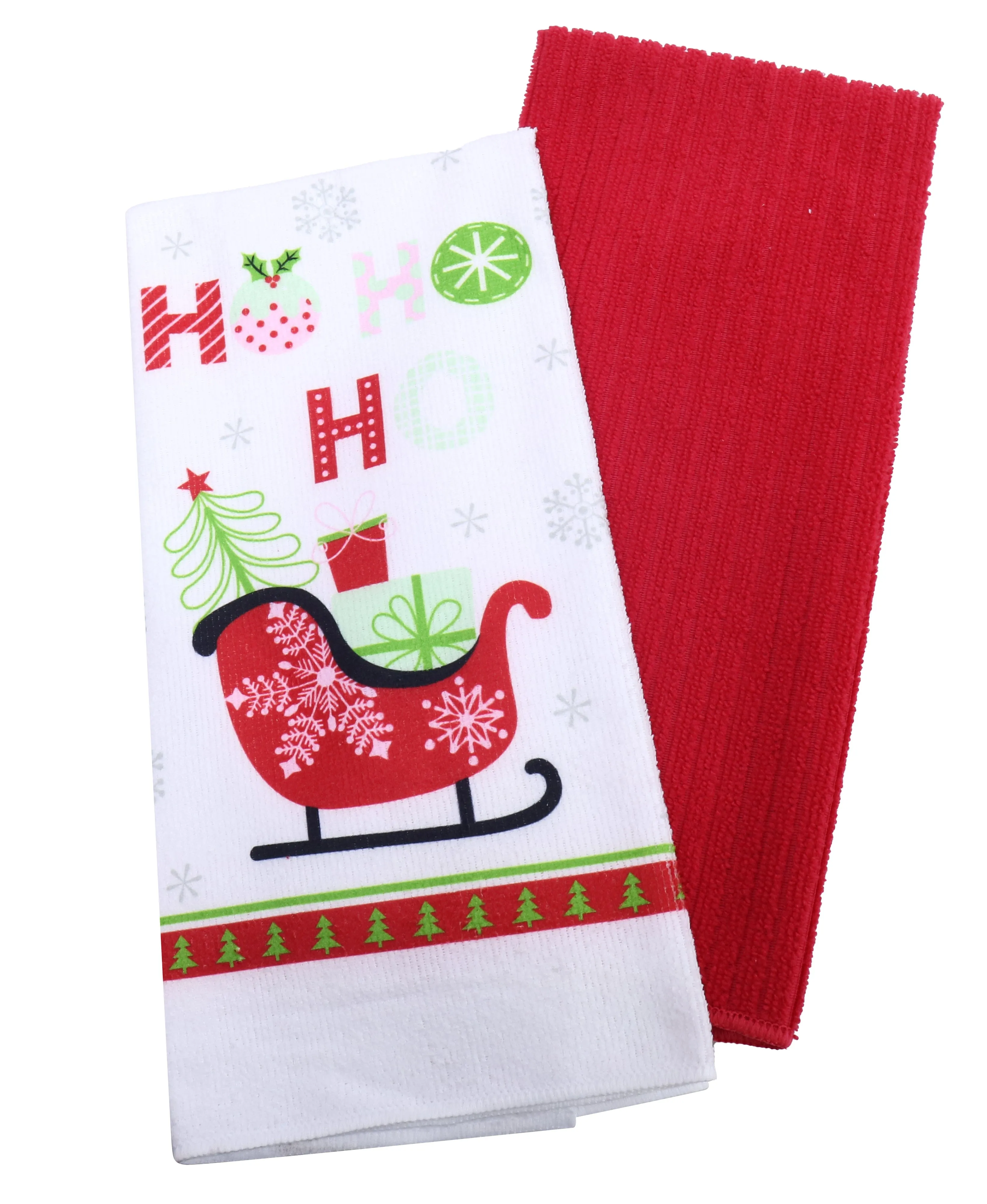 2pk Christmas Tea Towel 4 Asst