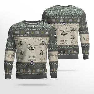 AH-1Z Viper AH1Z Aircraft Ugly Sweater, Ugly Sweater Christmas Shirt for Men Dad Veteran