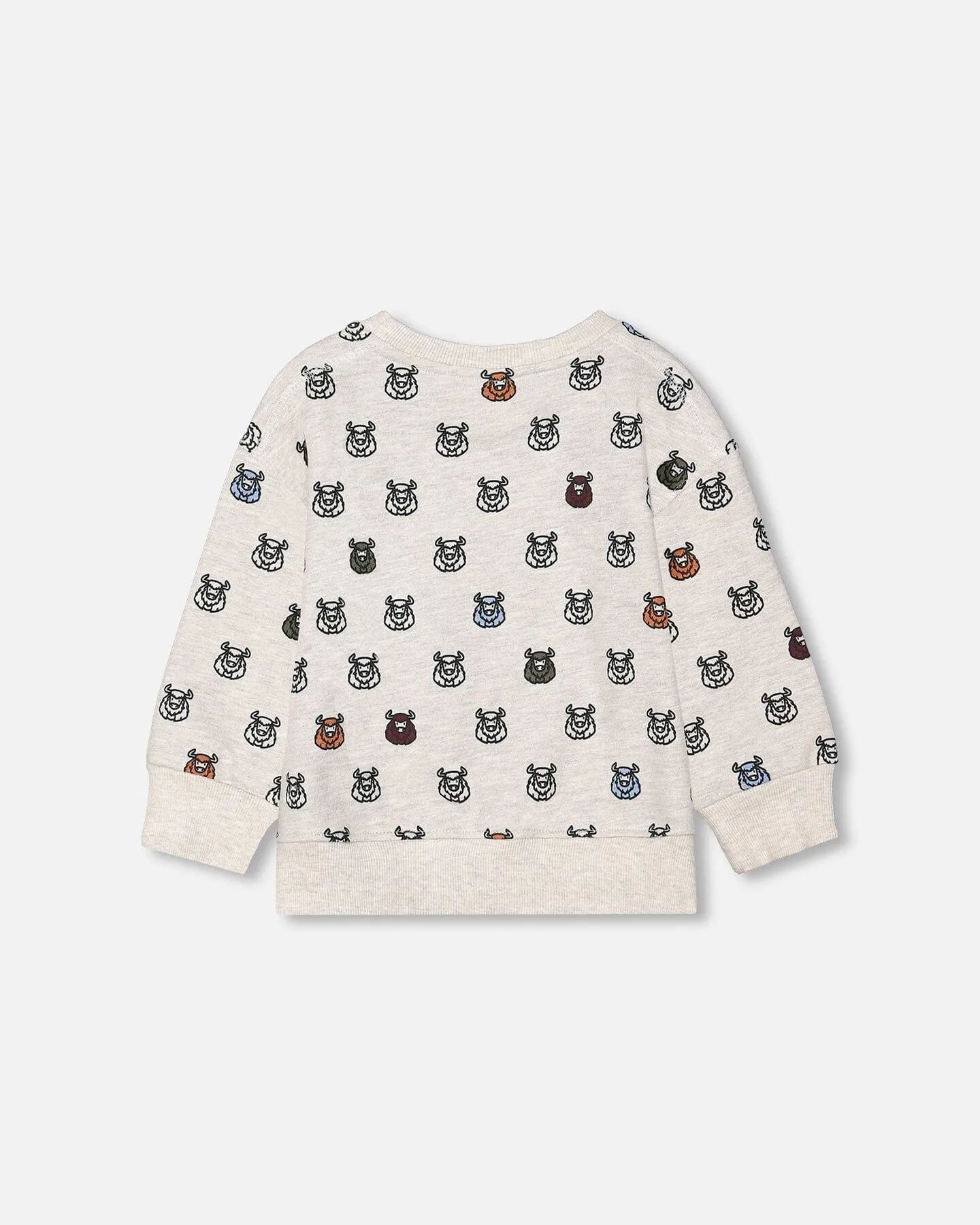 Allover Buffalo Printed Sweatshirt Oatmeal Mix