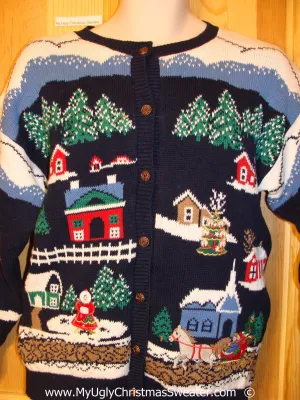 Amazing 2sided Snowy Town Festive Christmas Sweater