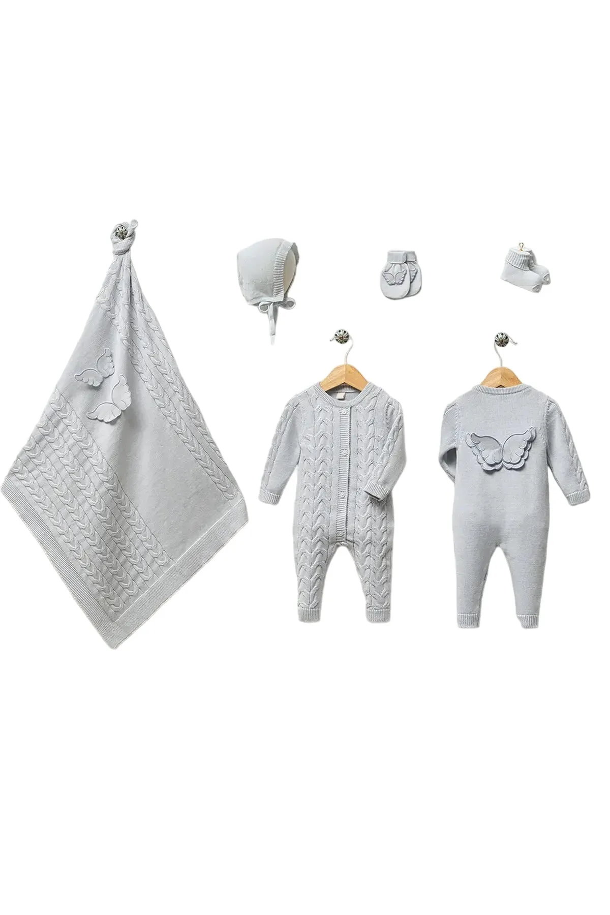 Angel Blue Newborn Knitwear Coming Home Set (5 Pcs)