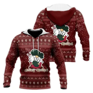 Armagh County Ireland Clan Christmas Knitted Hoodie with Funny Gnome Playing Bagpipes