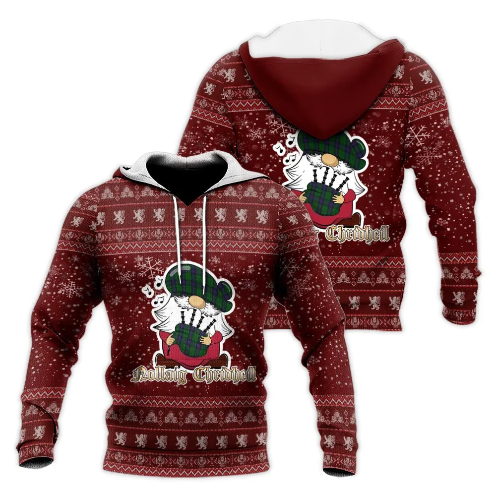 Armstrong Clan Christmas Knitted Hoodie with Funny Gnome Playing Bagpipes