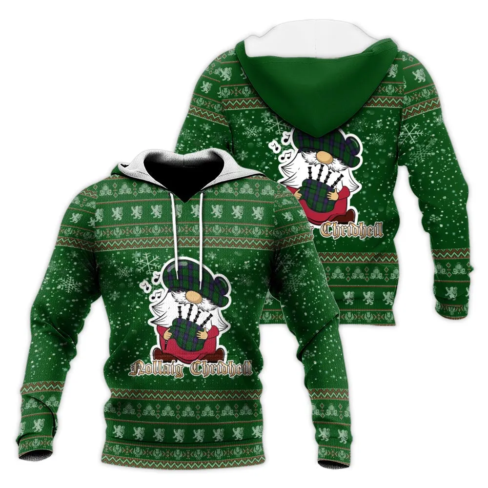 Armstrong Clan Christmas Knitted Hoodie with Funny Gnome Playing Bagpipes