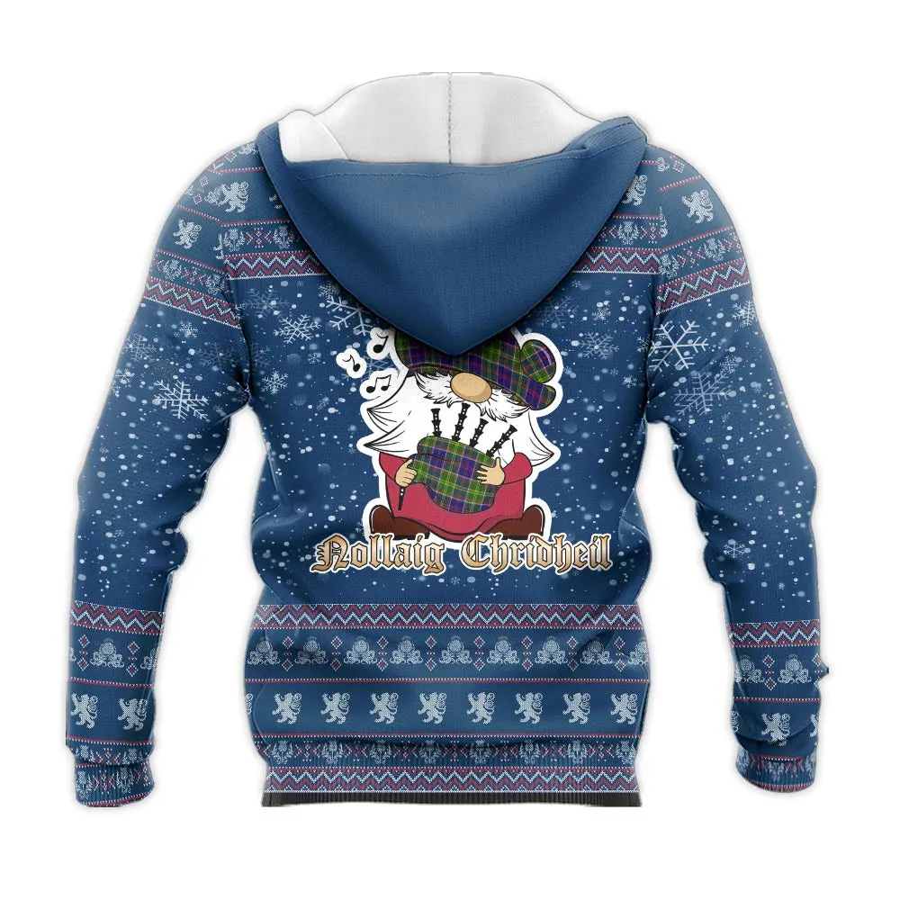 Arnott Clan Christmas Knitted Hoodie with Funny Gnome Playing Bagpipes