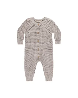 Baby Boy Jumpsuit and Rompers | Chunky Knit Jumpsuit- Fog | Quincy Mae