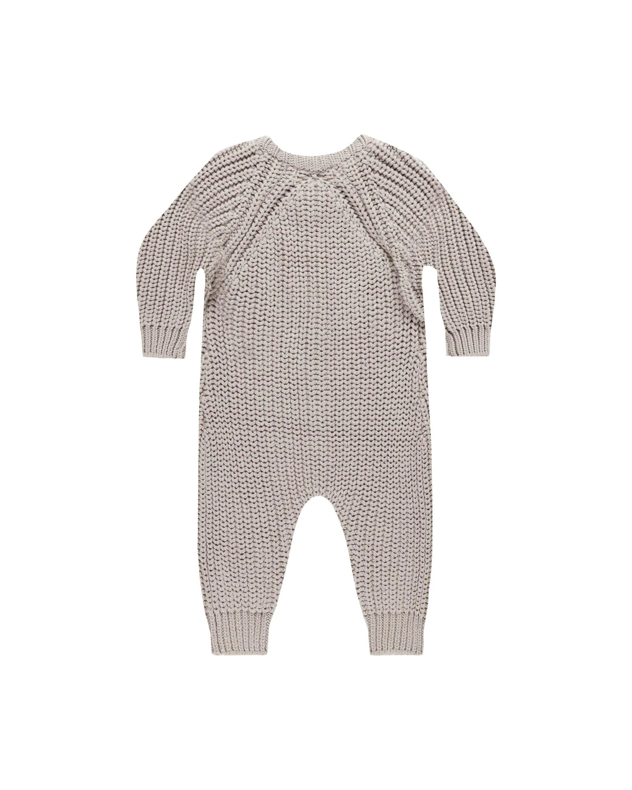 Baby Boy Jumpsuit and Rompers | Chunky Knit Jumpsuit- Fog | Quincy Mae