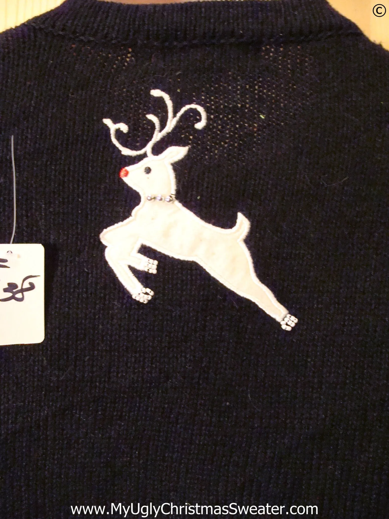 Black Best Christmas Sweater with 2sided Leaping Reindeer