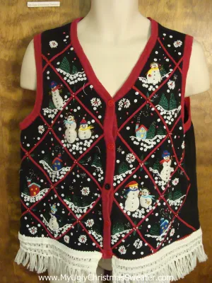 Bling Snowman Holiday Ugly Christmas Sweater Vest