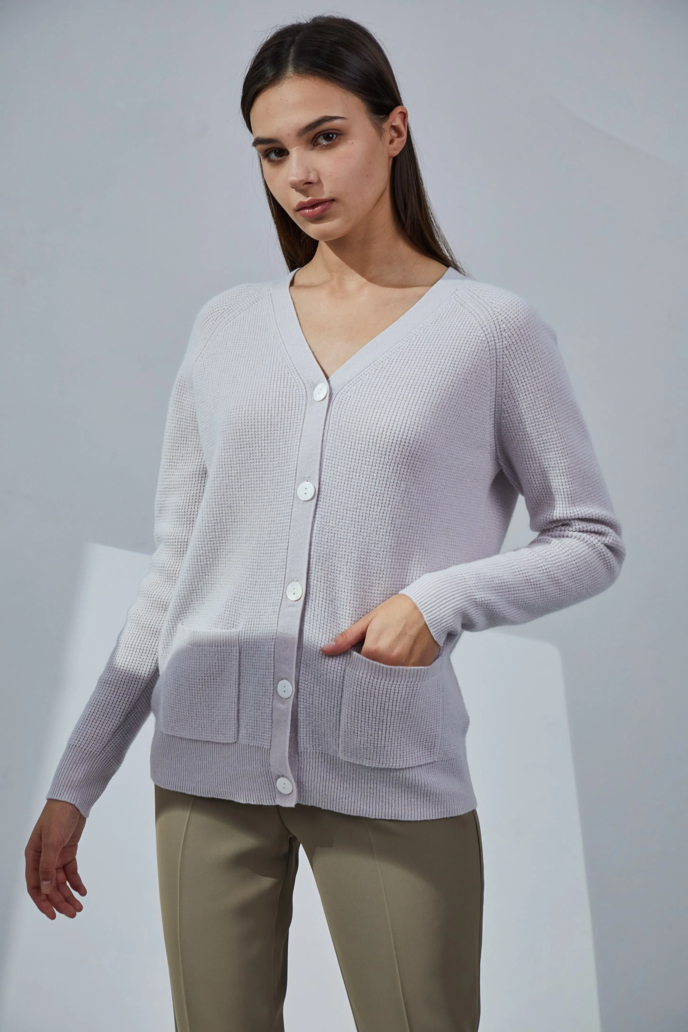 Boyfriend Cashmere Shell-Botton Cardigan