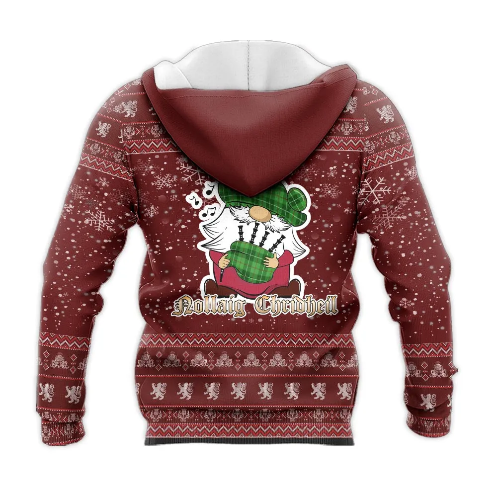 Boyle Clan Christmas Knitted Hoodie with Funny Gnome Playing Bagpipes