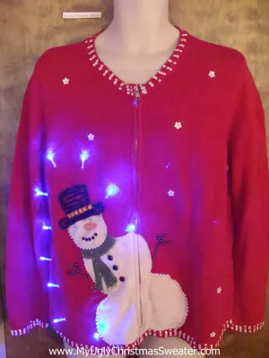 Bubble Butt Snowman Light Up Ugly Xmas Sweater