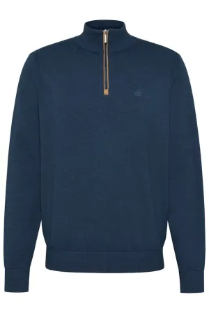 Bugatti - Cotton, Half Zip, Navy