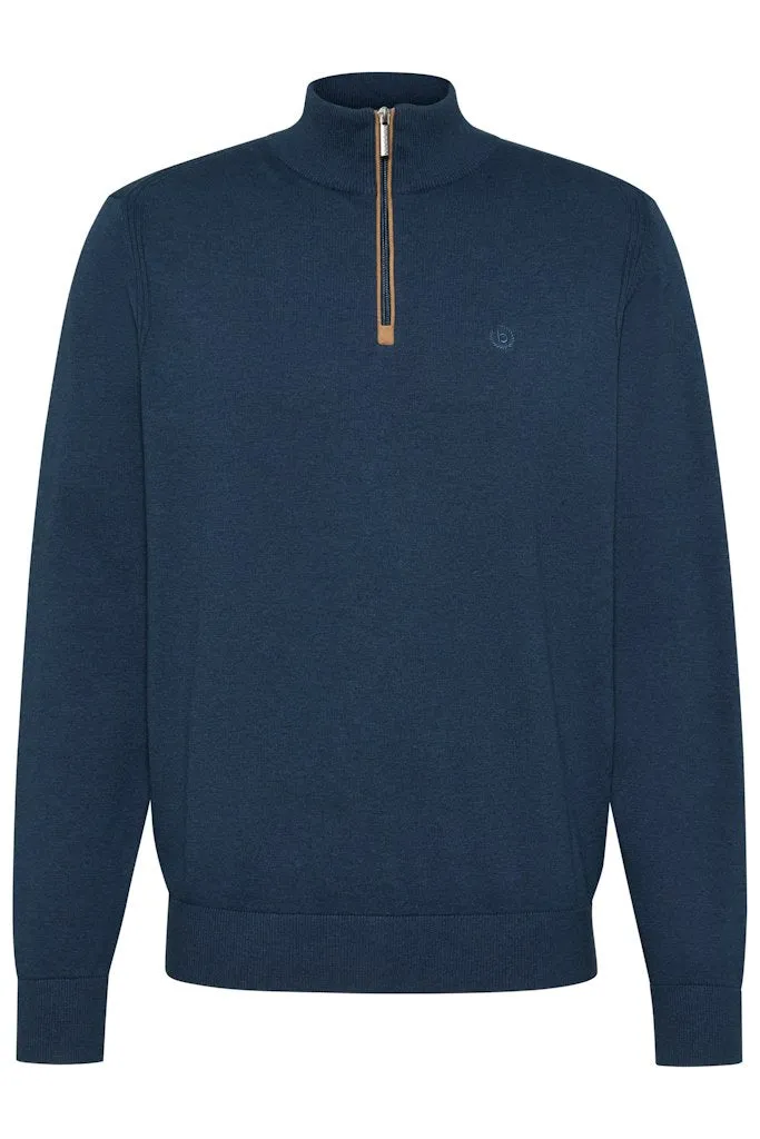 Bugatti - Cotton, Half Zip, Navy