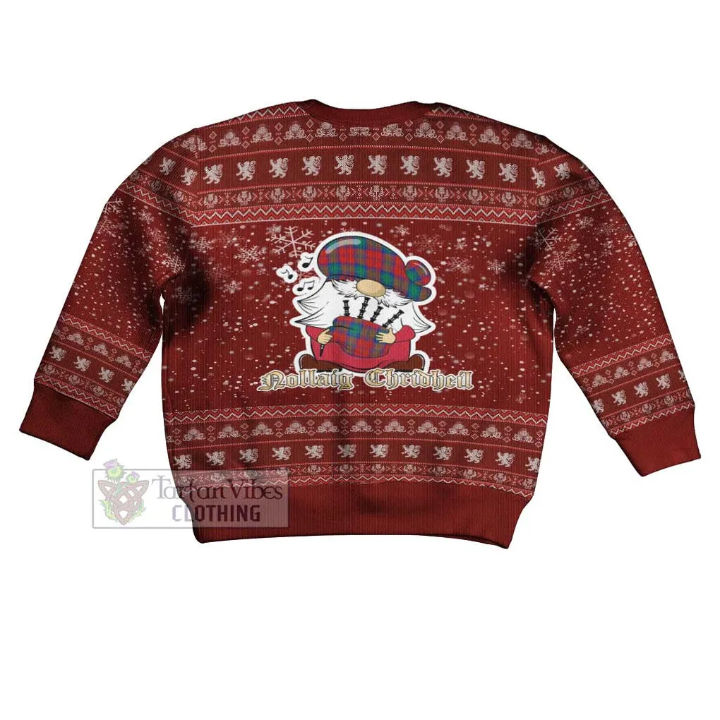 Byres (Byses) Clan Christmas Kid Ugly Sweater with Gnome Playing Bagpipes