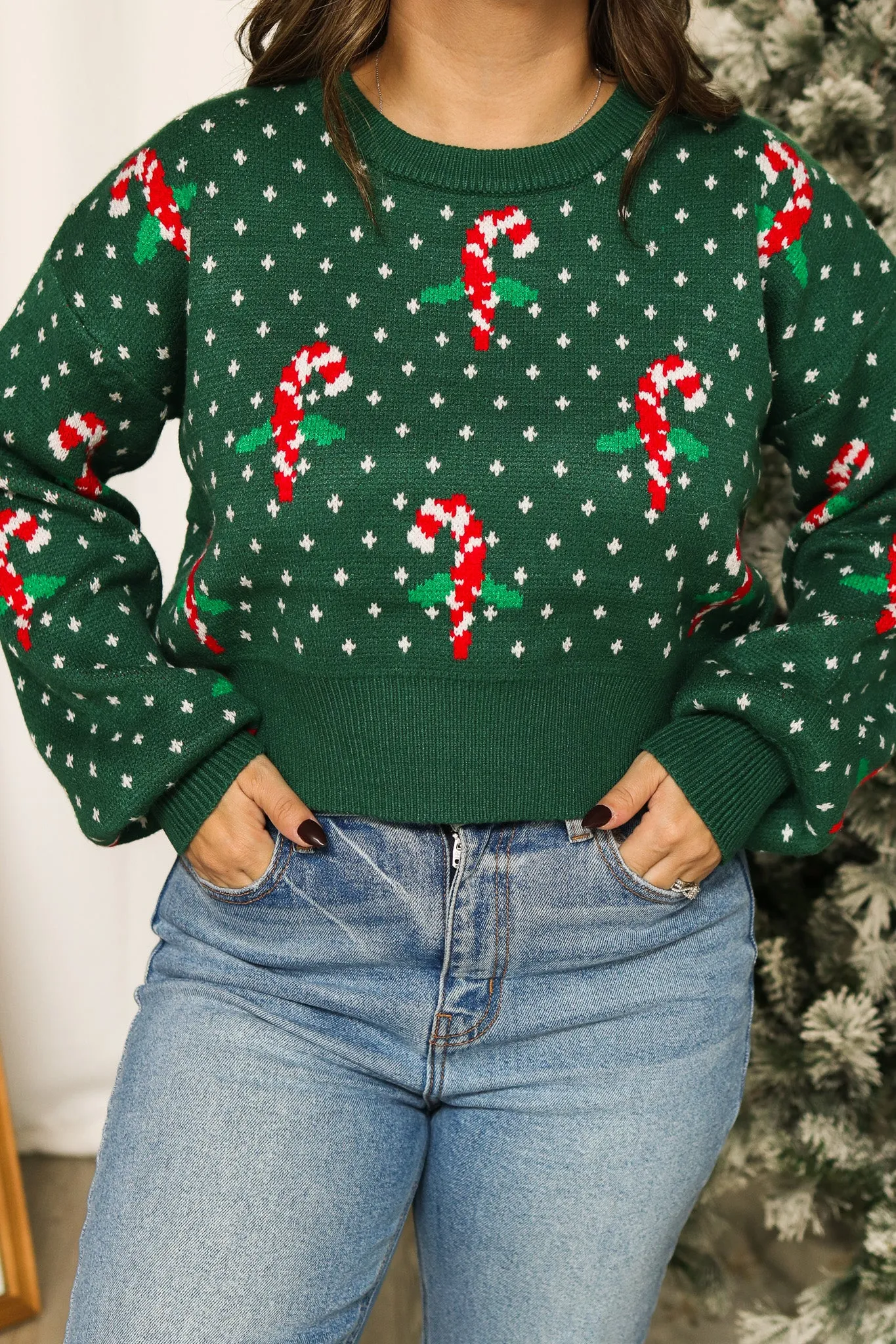 Candy Cane Green Sweater