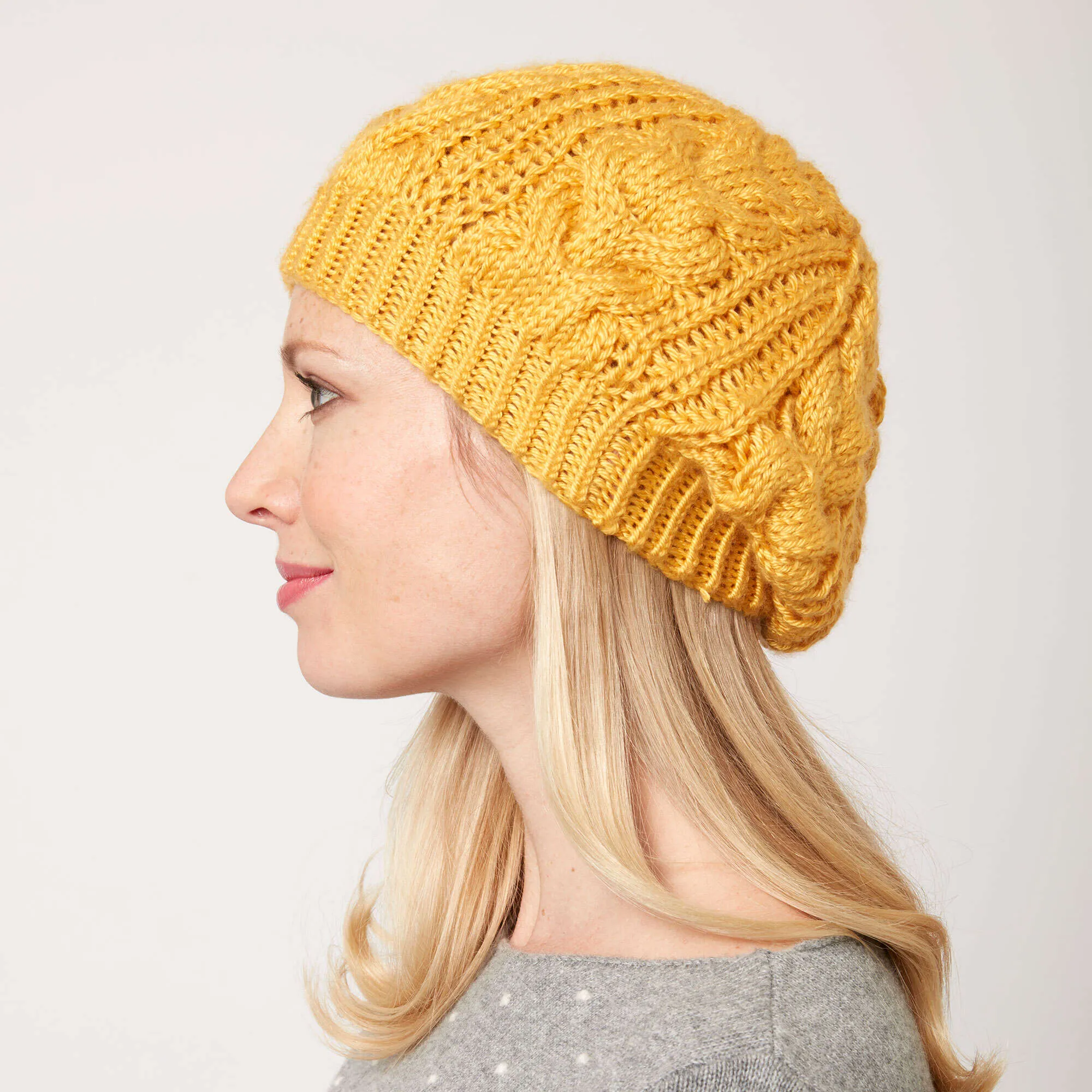 Caron Knit Shaker Cable Hat