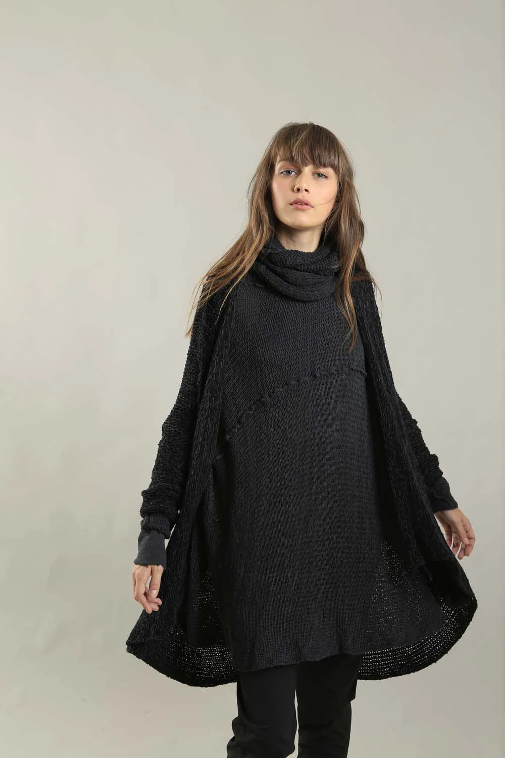 Charcoal Cozy Oversized Sweater with Pockets