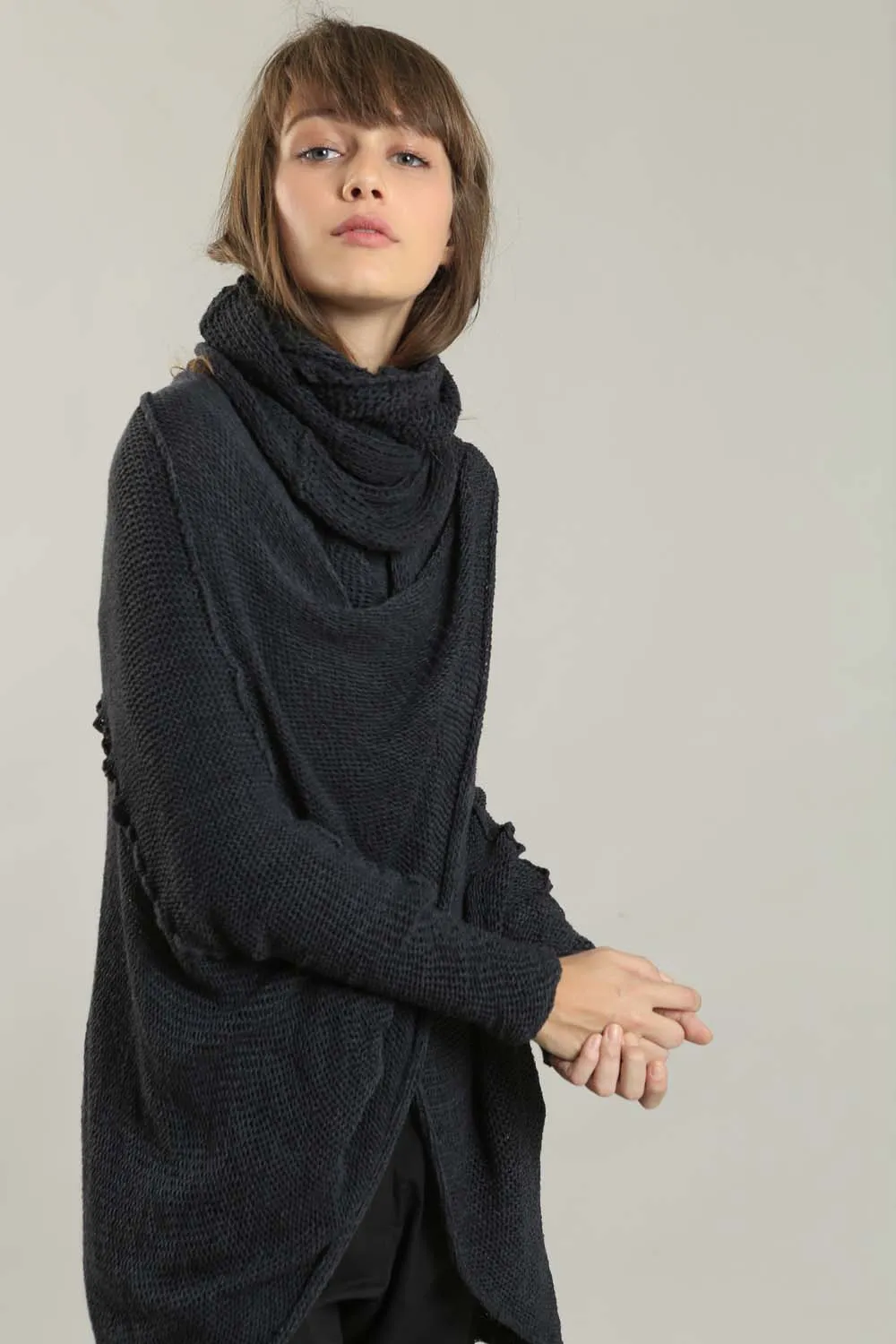 Charcoal Cozy Oversized Sweater with Pockets