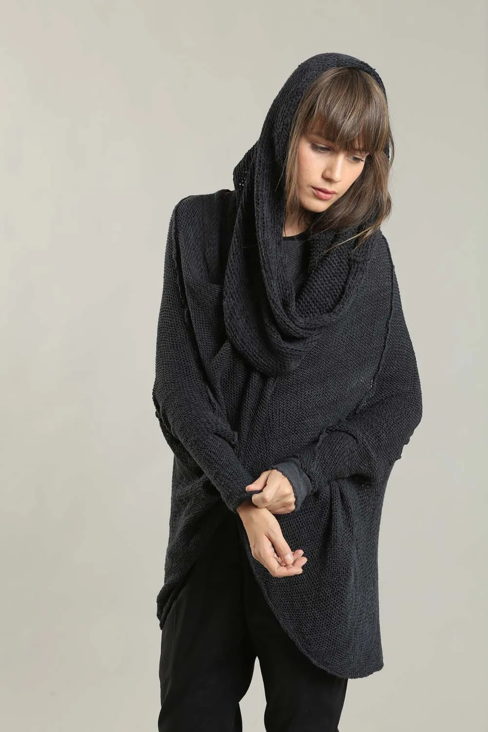 Charcoal Cozy Oversized Sweater with Pockets