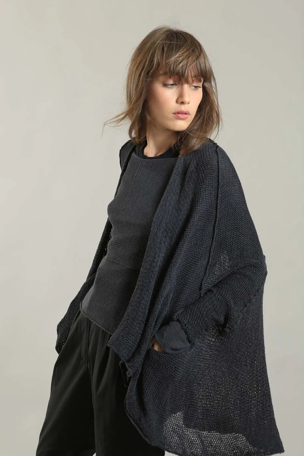 Charcoal Cozy Oversized Sweater with Pockets