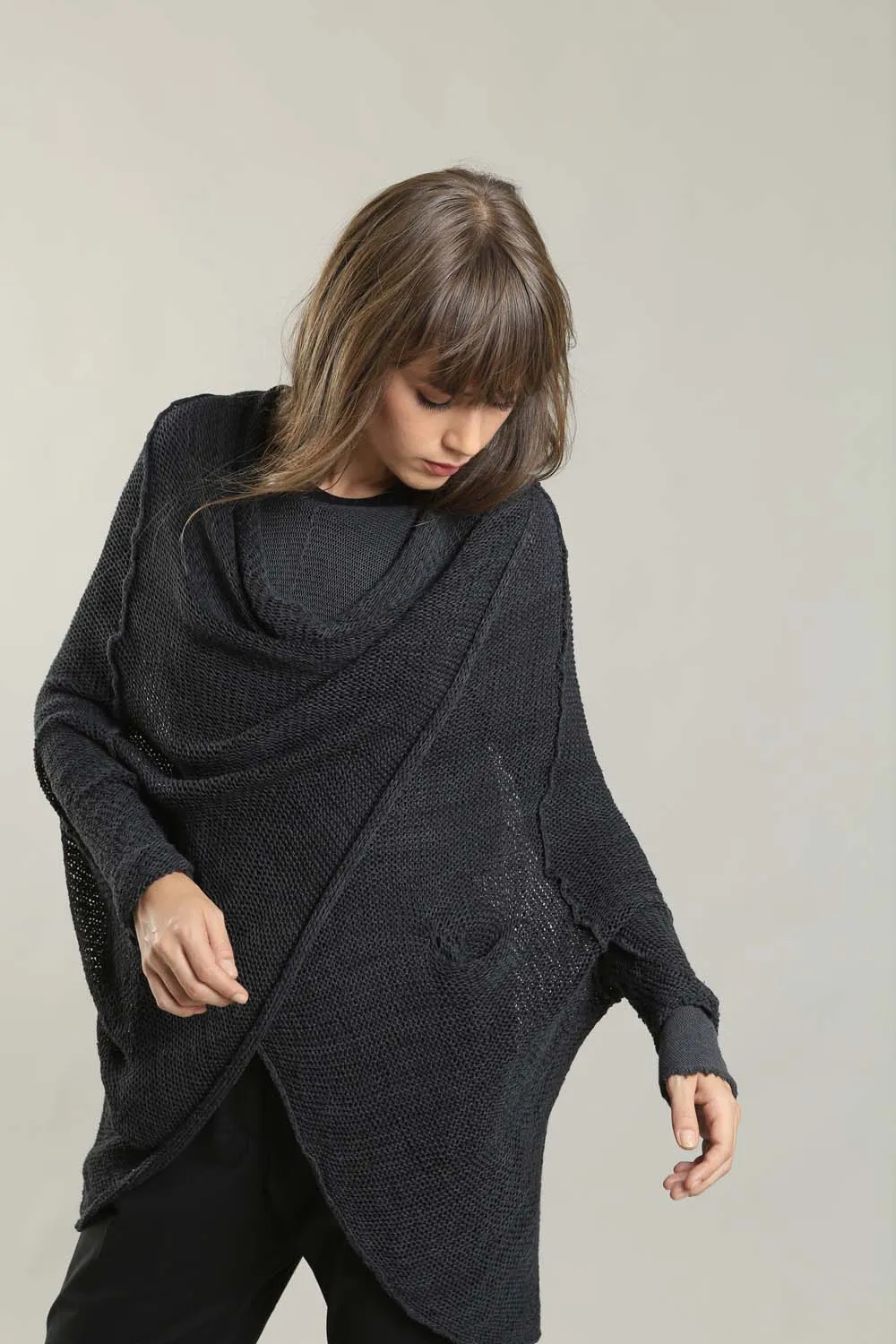 Charcoal Cozy Oversized Sweater with Pockets