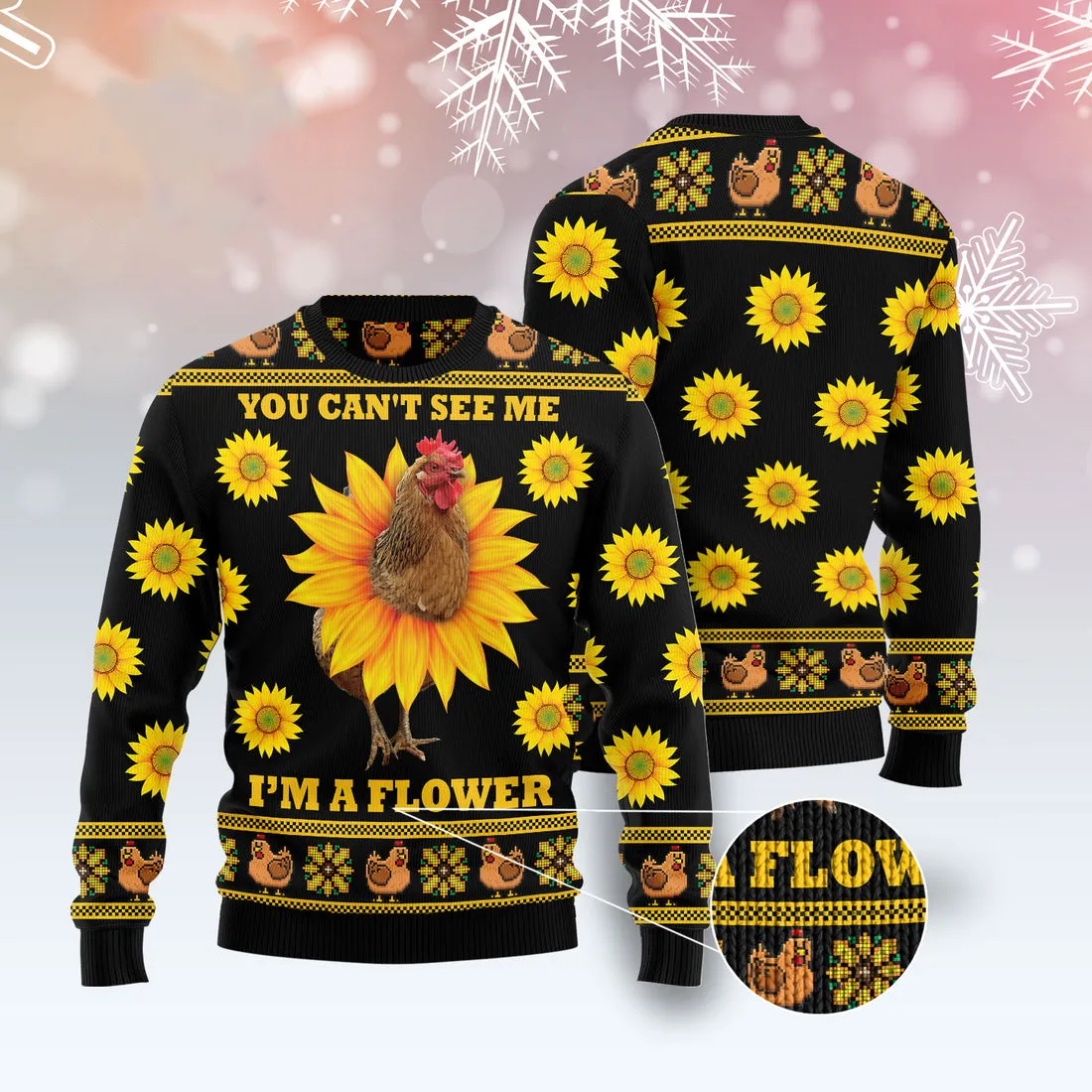 Chicken Flower Ugly Christmas Sweater Unisex, Ugly Christmas Holiday Sweater Gifts