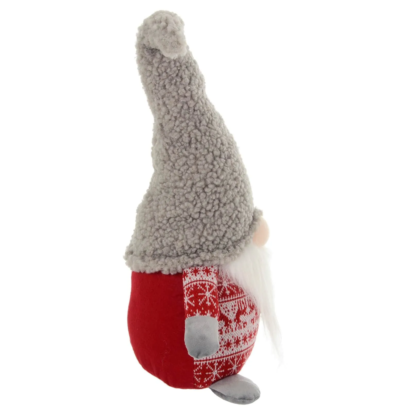 Christmas Gonk Decoration Fair Isle Jumper Grey Red Gnome 46cm