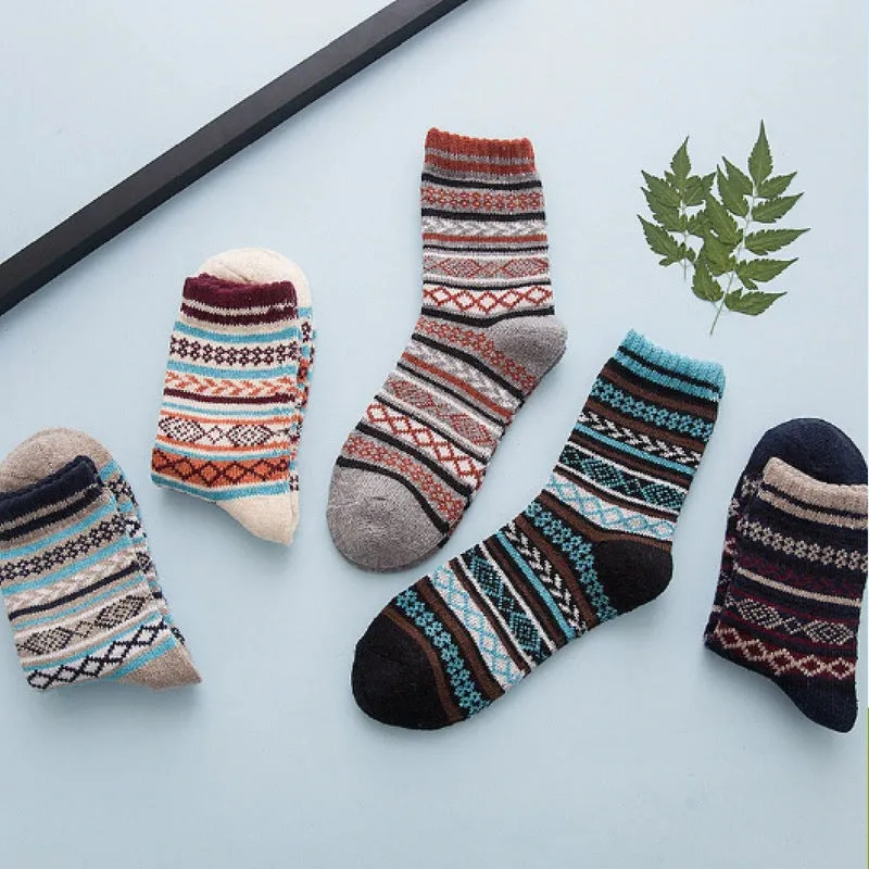 Cozy Striped Socks - Fuzzy Winter Wool Socks Set