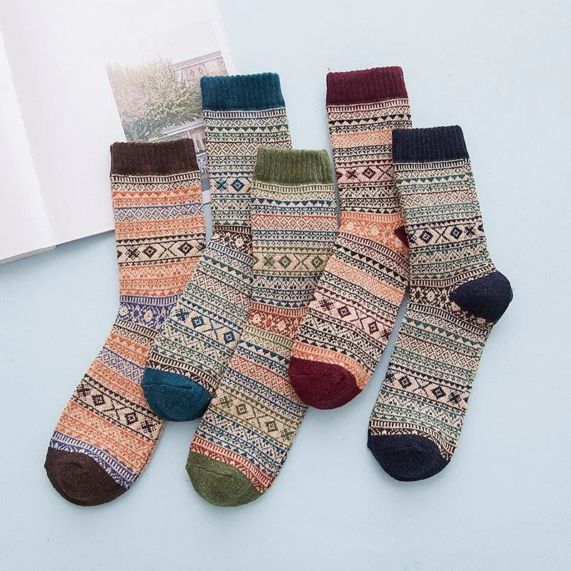 Cozy Striped Socks - Fuzzy Winter Wool Socks Set