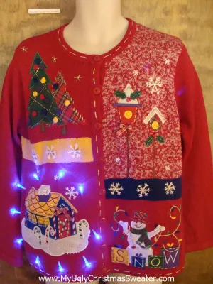 Crafty Birdhouses Light Up Ugly Xmas Sweater