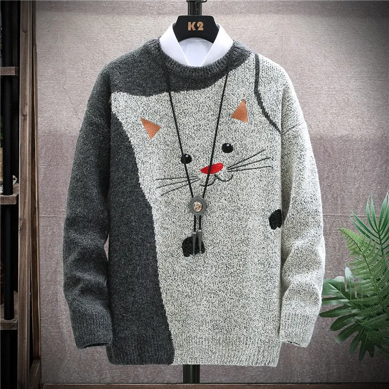 Cute Cat Embroidery Knitwear Sweater