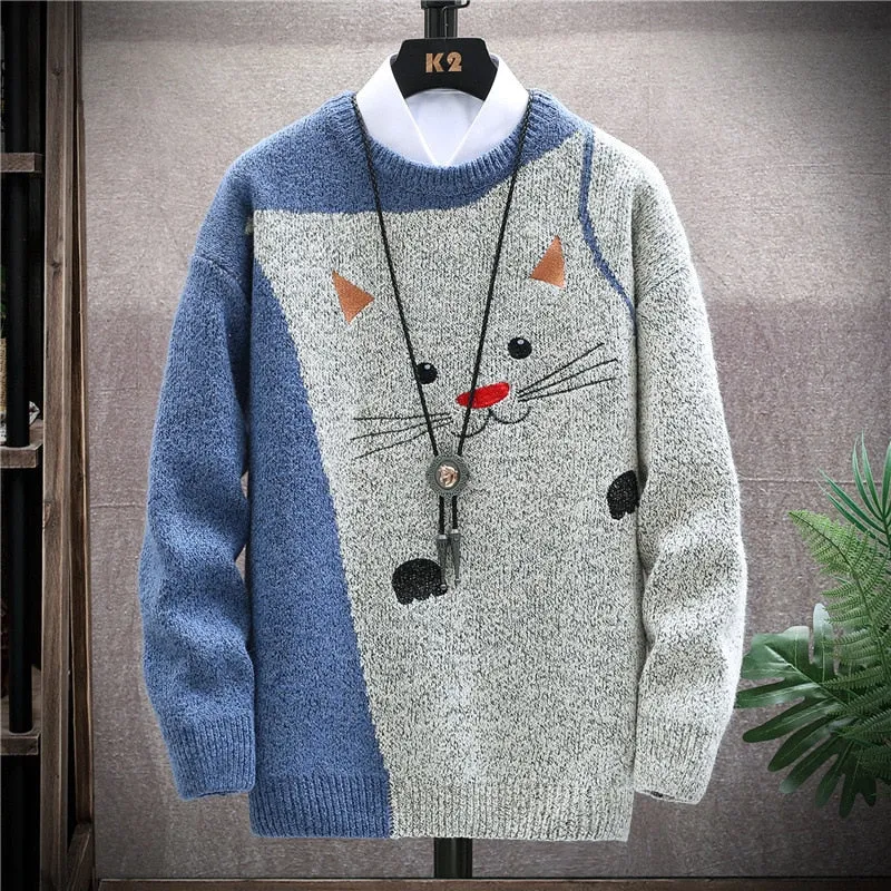 Cute Cat Embroidery Knitwear Sweater