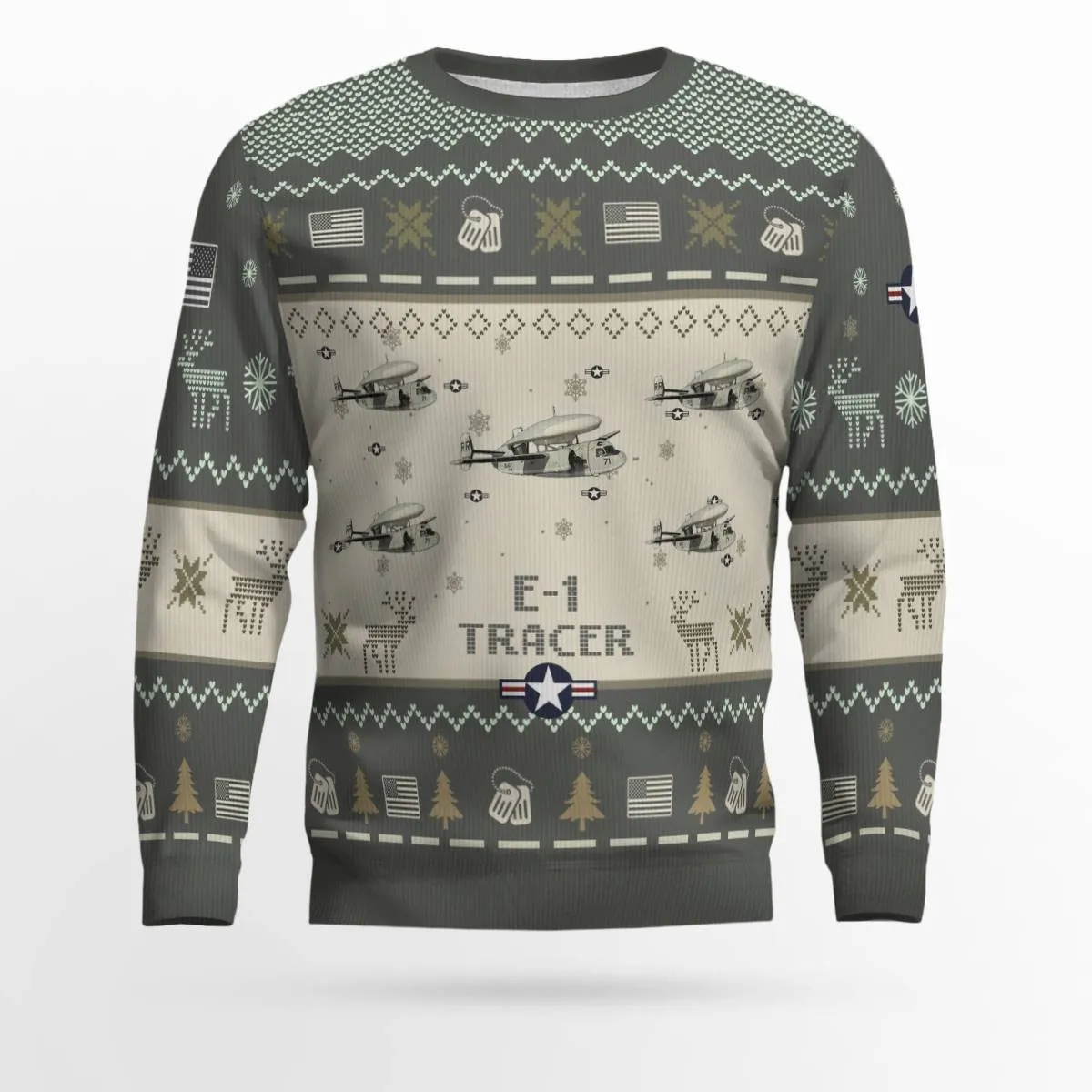 E-1 Tracer E1_Aircraft Ugly Sweater, Ugly Sweater Christmas Shirt for Men Dad Veteran