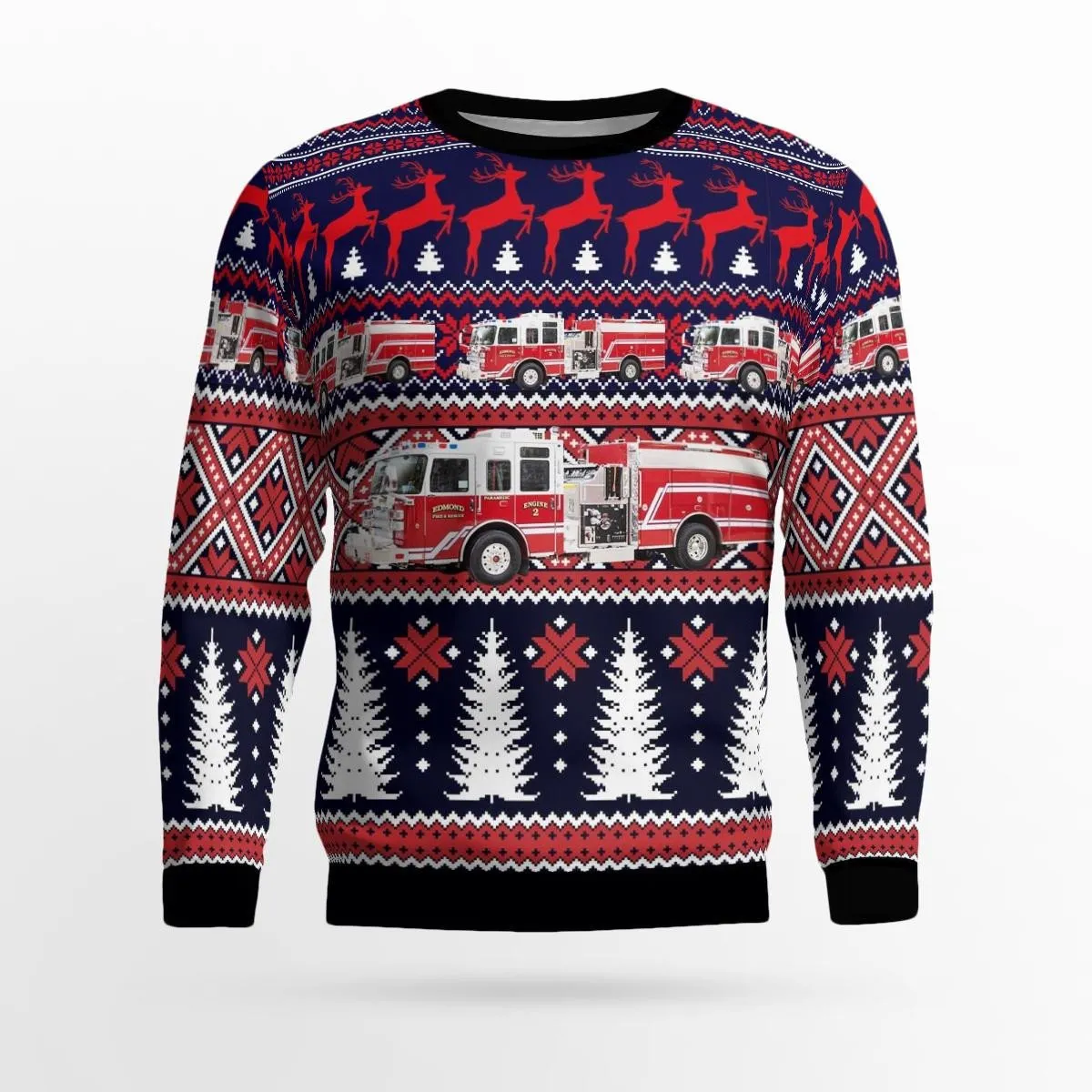 Edmond, Oklahoma, Edmond Fire Department All Over Printed Ugly Christmas Sweater