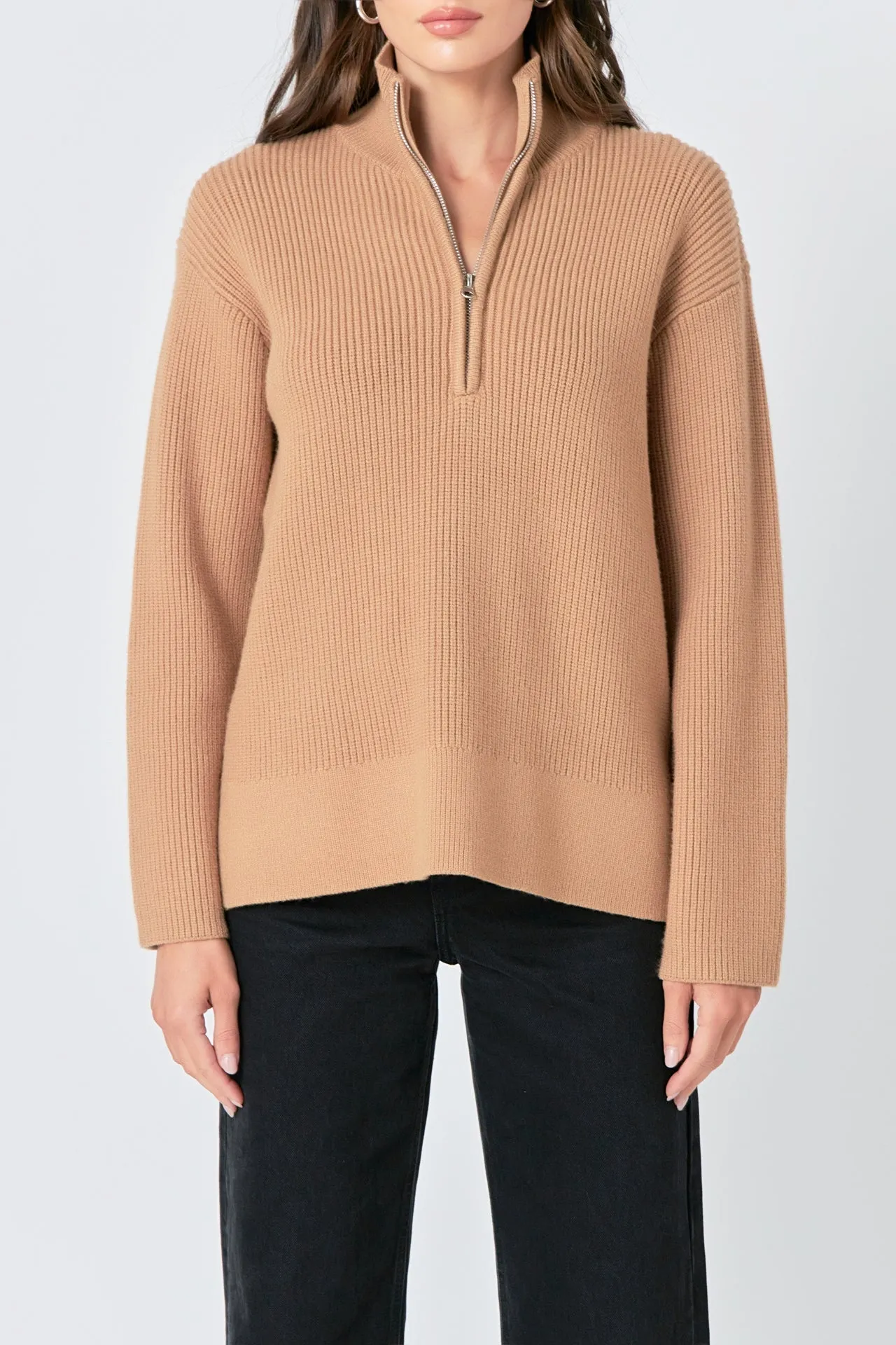 English Factory - Zip Collared Sweater