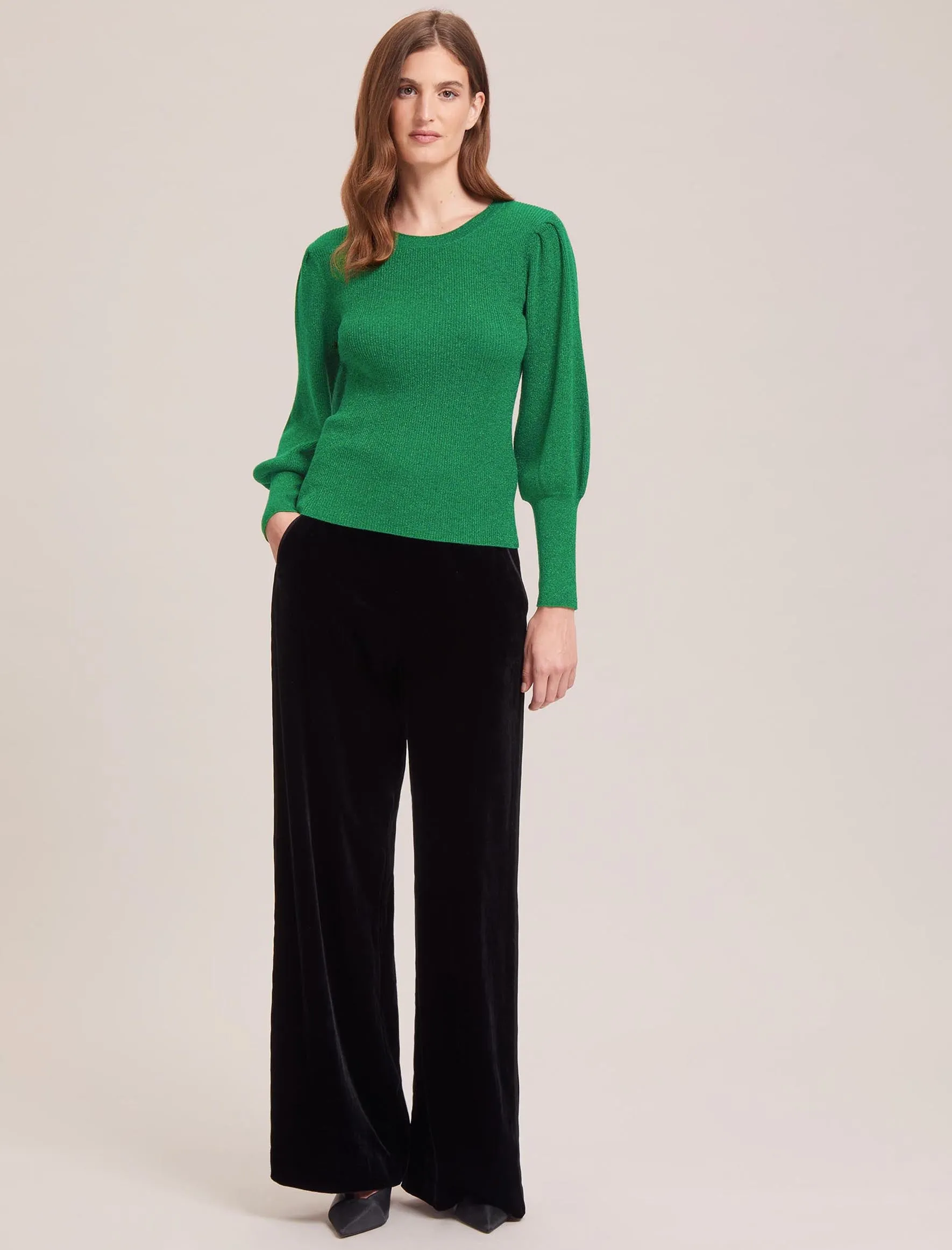 Eva Lurex Jumper - Emerald Green