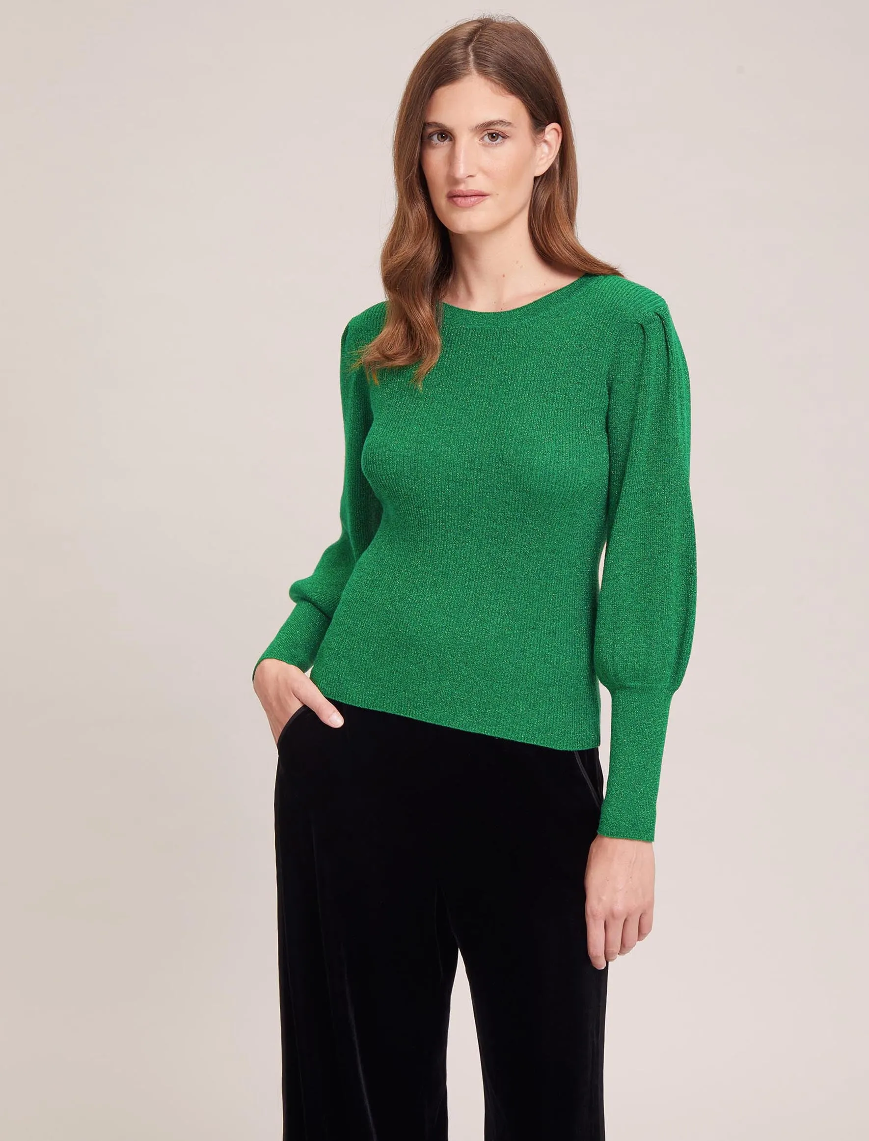 Eva Lurex Jumper - Emerald Green