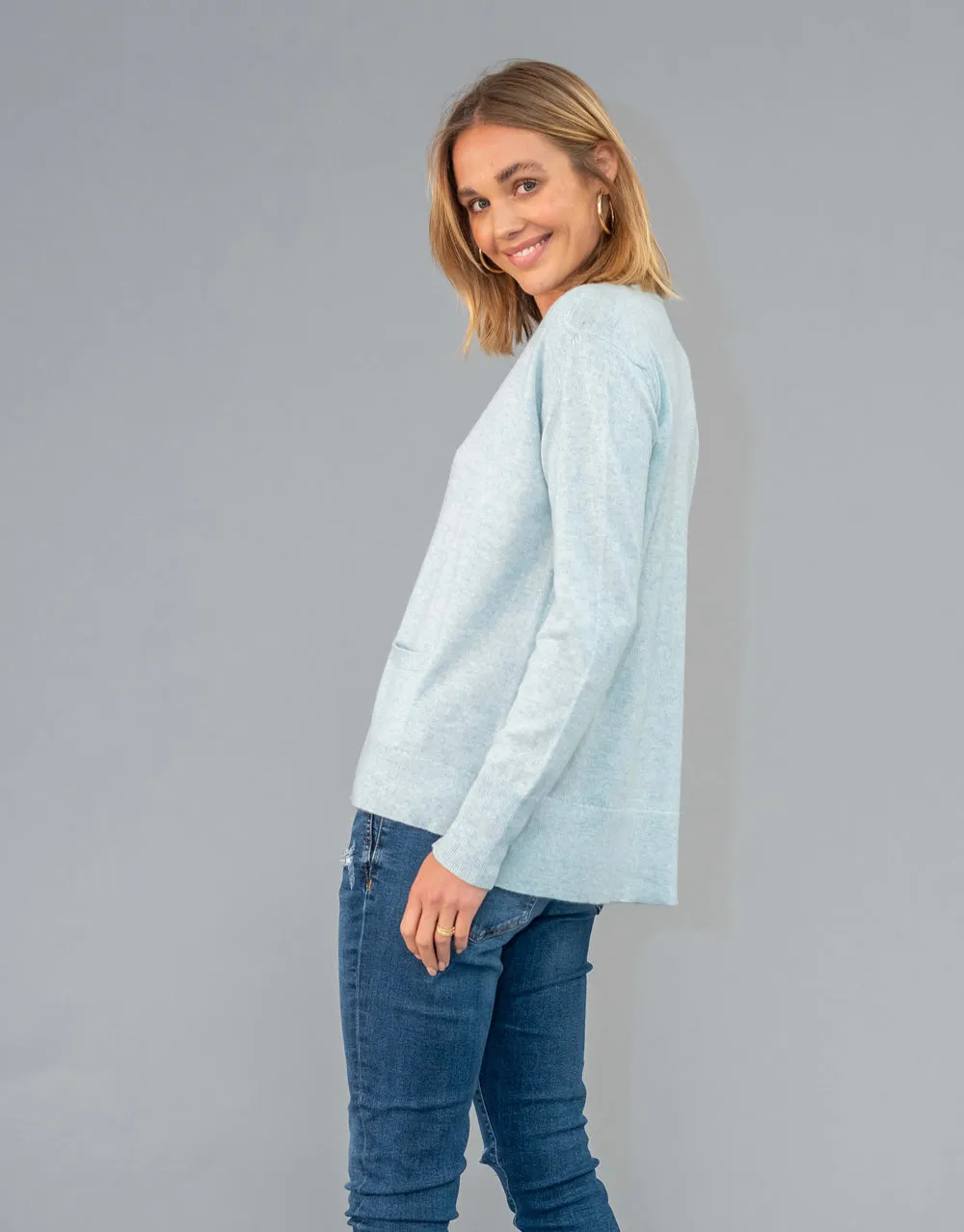 Every Day V Neck Cardigan in Ice Jelly