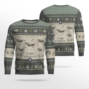 F-101 Voodoo F101 Aircraft Ugly Sweater, Ugly Sweater Christmas Shirt for Men Dad Veteran