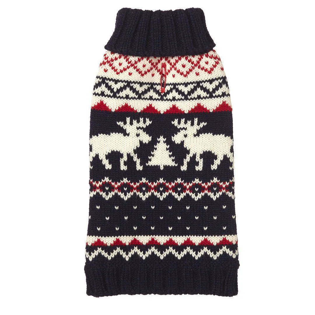 Fabdog | Traditional Christmas Fairisle Dog Jumper - Blue Moose