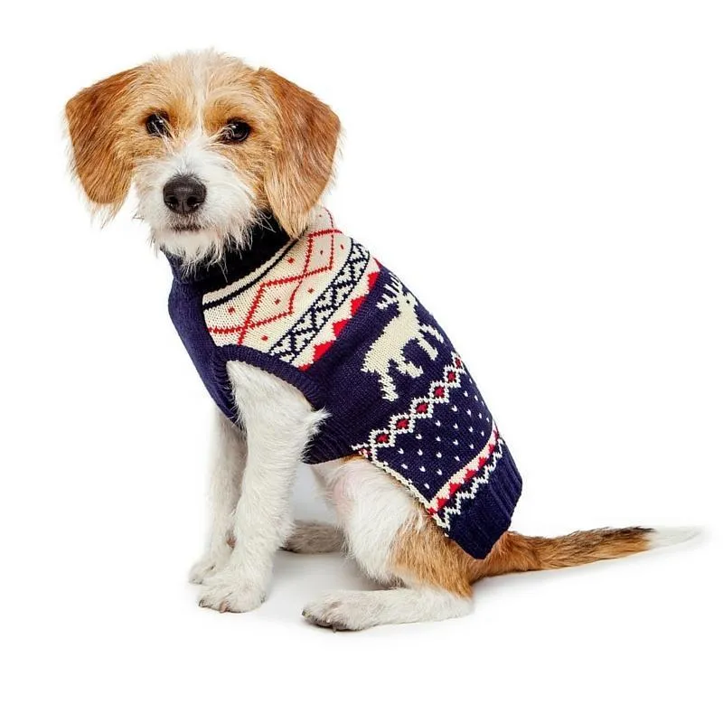 Fabdog | Traditional Christmas Fairisle Dog Jumper - Blue Moose