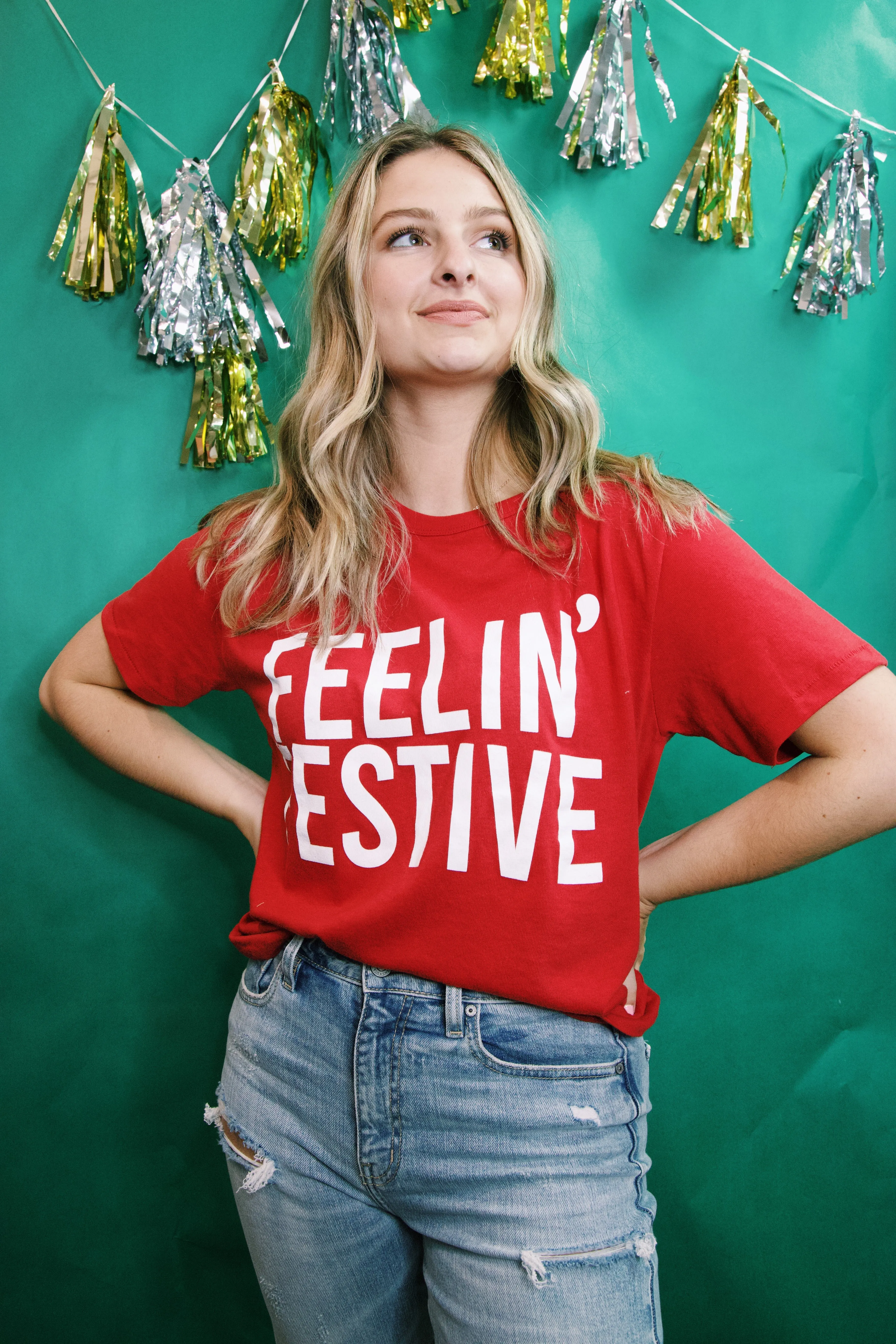 Feelin' Festive Graphic Tee, Red