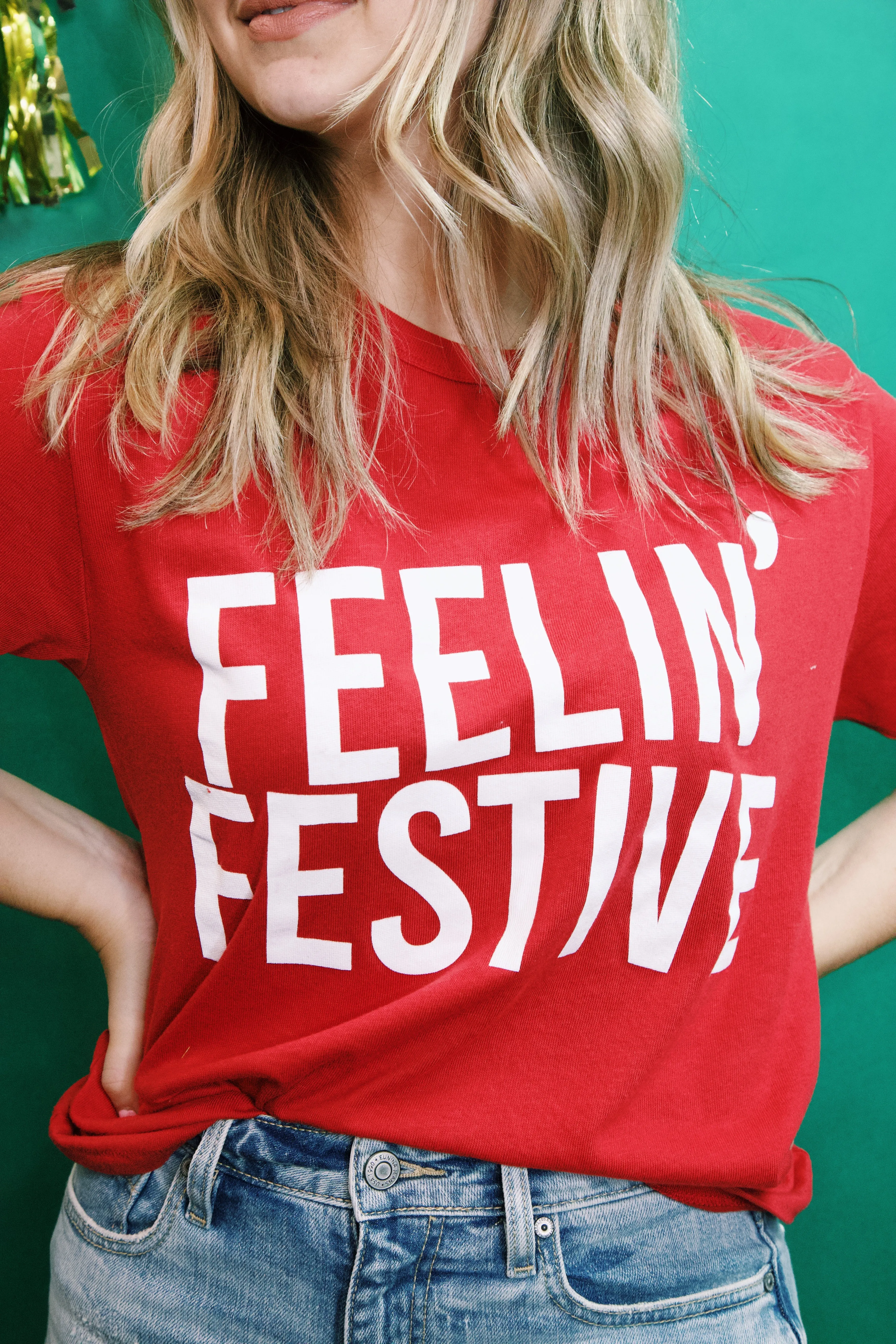 Feelin' Festive Graphic Tee, Red