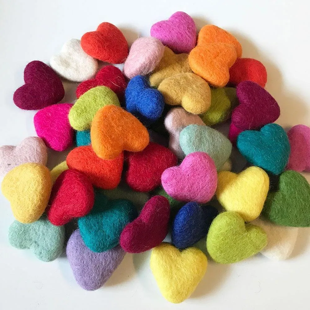 Felt Hearts Assorted Colors