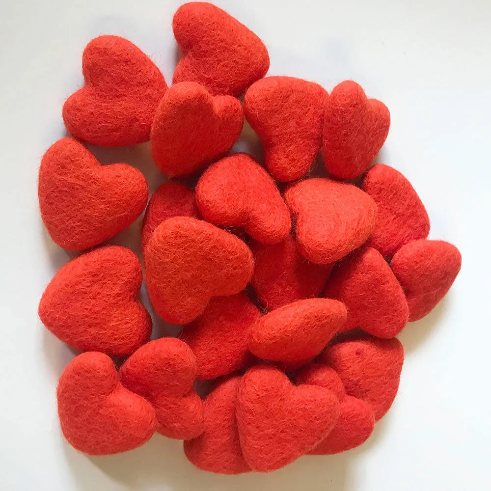 Felt Hearts Crimson Red