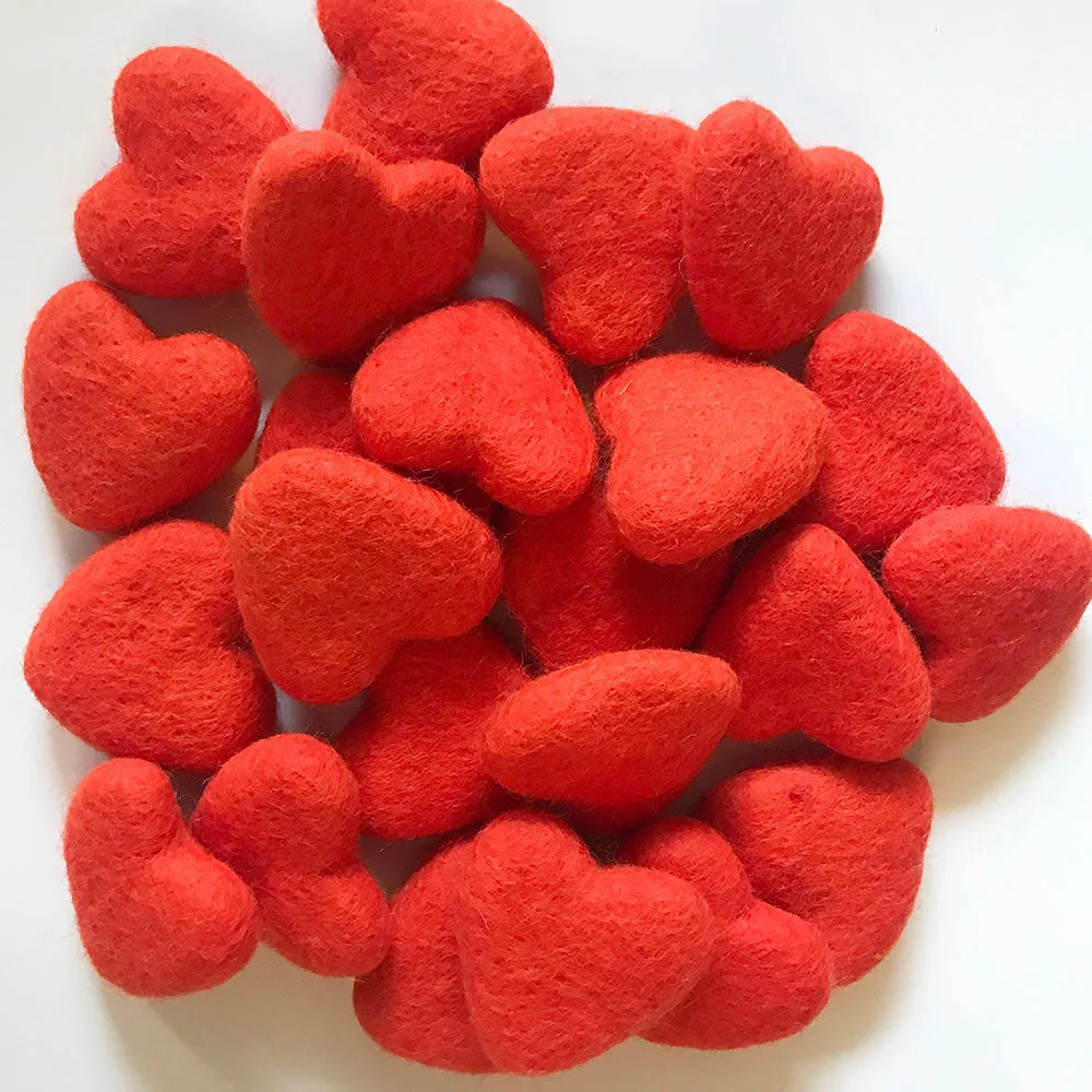 Felt Hearts Crimson Red